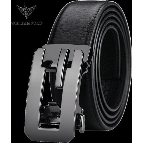 WILLIAMPOLO Men Luxury Genuine Leather Belt Automatic Buckle Waist Strap Cowskin Business Belts #17152P