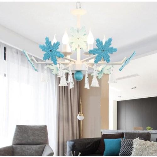 Nordic Bedroom Chandelier Snowflake Korean Living Room Dining Room Chandeliers Ceiling Boy Girl Kids Room led Light