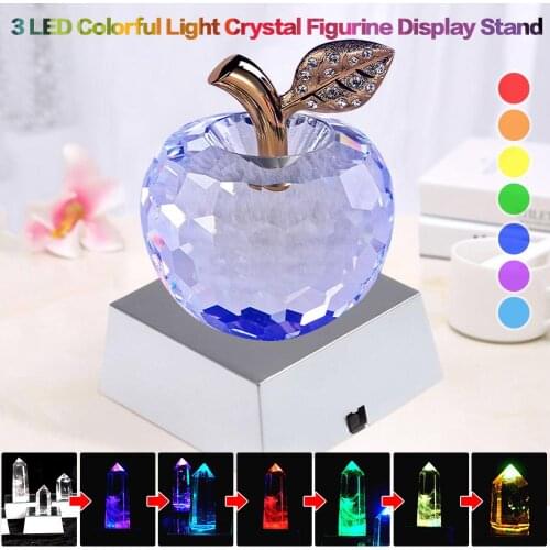 3 LED Stone Display Base Colorful Changing Light Crystal Tower Light Home Decoration Figurine Display Stand Without Batteries
