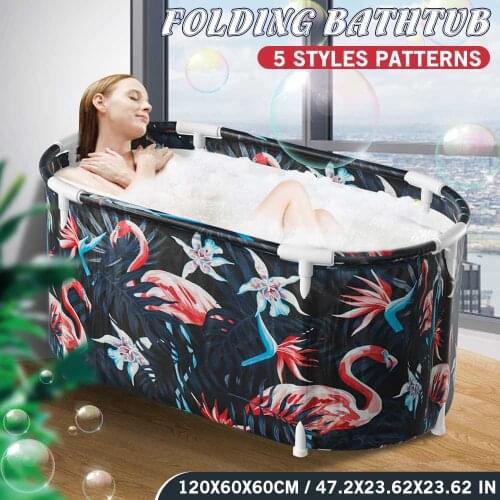 120cm Portable Folding Bathtub For Adult Children Thickened Bath Barrel Thickened Bath Bucket Insulation Bathing Bath Tub