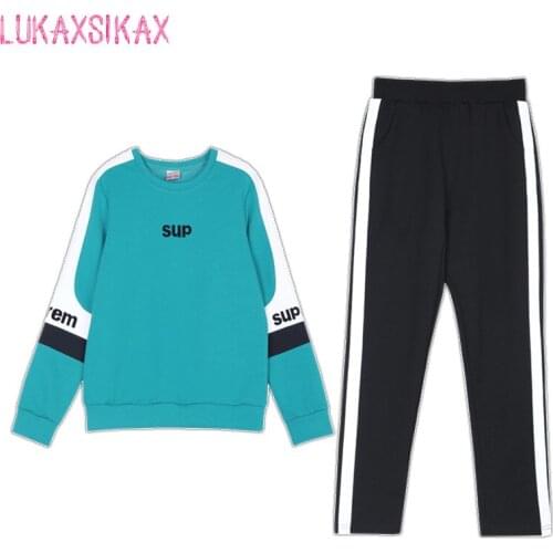 Casual Sportswear 2020 New Spring Autumn Women Sets Fashion Letter Sweatshirt And Long Pants Two Piece Set Streetwear