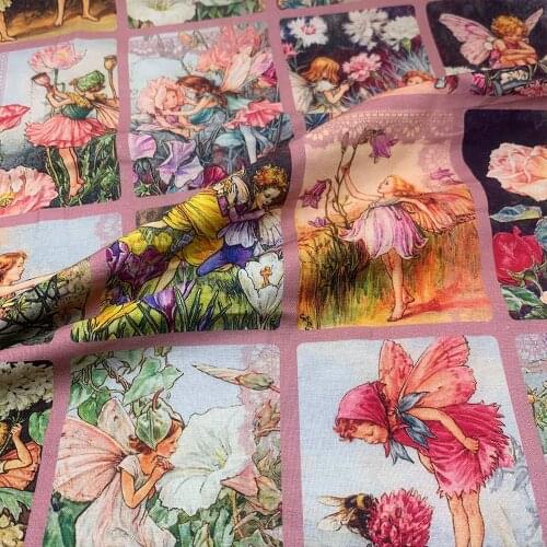 Lovely 110cm Width 100% Cotton Fabric Sewing Children Clothing Dress Fabric Flower Fairy Printed Fabric Printed DIY