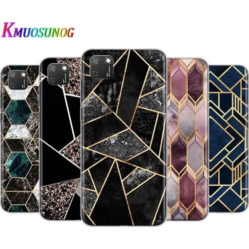 Transparent Cover Marble Geometric For Honor 9 9S 9A 9C 9X 9N 9i V9 10 10i 10X X10 Lite Pro Shockproof Phone Case