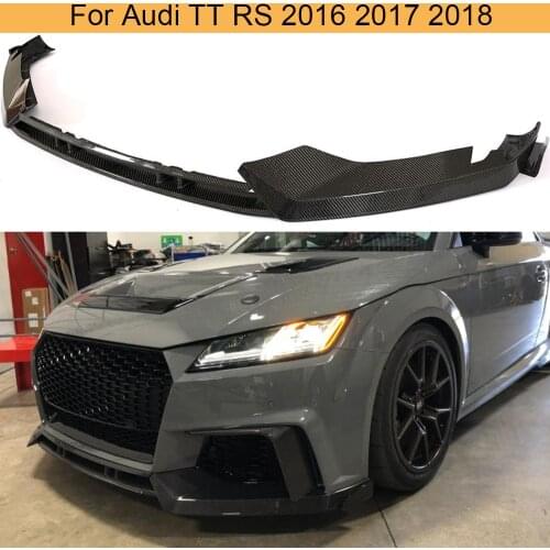 Car Front Bumper Lip Splitters For Audi TT RS 2016 2017 2018 Carbon Fiber Front Bumper Lip Spoiler Splitters 3 PCS/SET