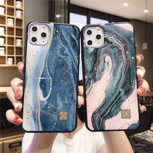 Luxury Marble Gold Foil Phone Case For iPhone 12 11 Pro XS Max XR X 7 8 6 6s Plus SE 2020 Glitter Case Soft TPU Shockproof Cover