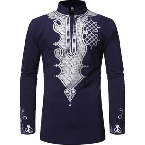 Africa Style Mens Shirt Young Fashion Male Clothing Long Sleeve Shirts Men Fall Dashiki Traditional Man Tops Muslim Vintage