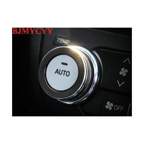 BJMYCYY 2PCS/SET Automotive air conditioning knob metal decorating ring for Toyota Prado 2700 2010-2018