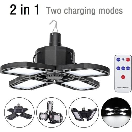 96 LED 60W Folding Light Camping Garage Lantern Solar Powered USB Rechargeable Flashlight Warehouse Workshop Emergency