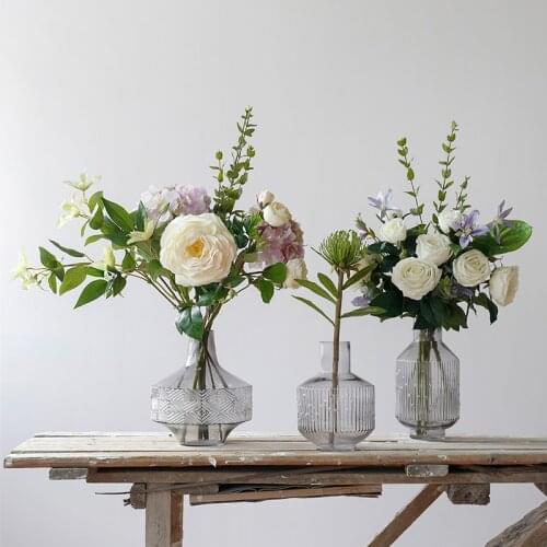 Glass Vase Decoration Home Accessories Living Room Decoration Dining Table Anti-real Flower Decoration