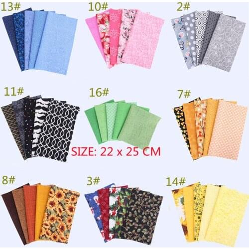 5Pcs 22X25Cm Cotton Floral Atlas Print Fabric Patchwork Sewing Quilting Dolls Based ClothFor Needlework DIY Handmade Accessories