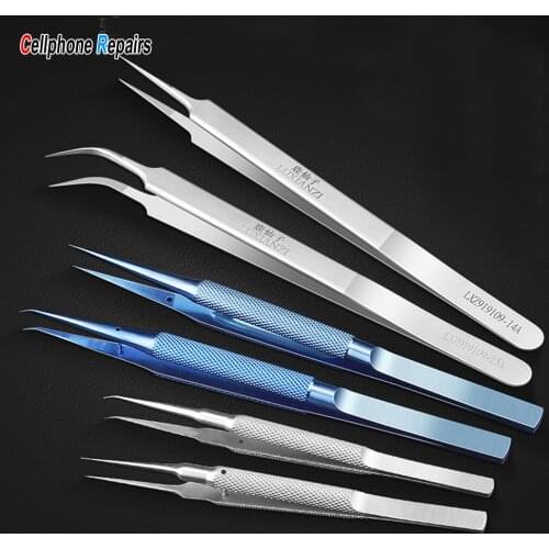 Precision Titanium Alloy Tweezers Mainboard BGA Fingerprint Face Line Plant Tin Mobile Phone Maintenance Tool Plier Diamagnetism