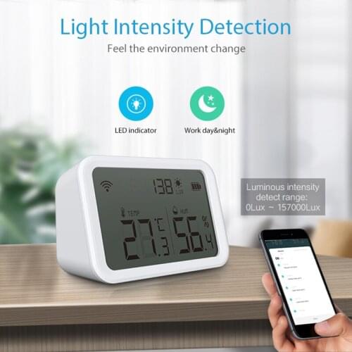 Neo Tuya Smart Temperature Humidity Sensor Wifi Indoor Hygrometer Thermometer smart home Works with Alexa Google Wizard