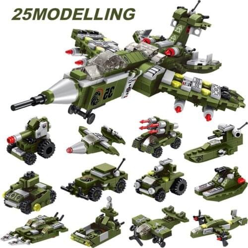 Military Helicopters Aircraft Plane Gunship Model Army Police Building Blocks Toys For Children Boys Gift