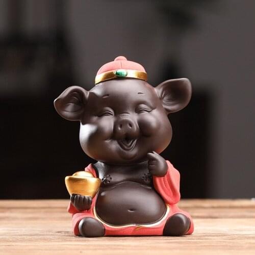 Wufu Pig Tea Ornaments Boutique Creative Home Decoration Creative Tea Table Tea Tray Tea Decoration Mini Tea Set Tea Pet