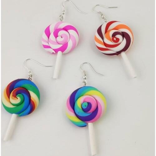 Earring For Women Resin Lollipop Drop Earrings Children Jewelry Custom Made Handmade Cute Girls Cotton Candy Gift