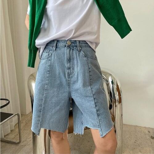 2021 New Summer Elegant Female Wide Leg Jeans Loose Fashion Solid Color Women Shorts Casual High Quality Ladies Shorts T172