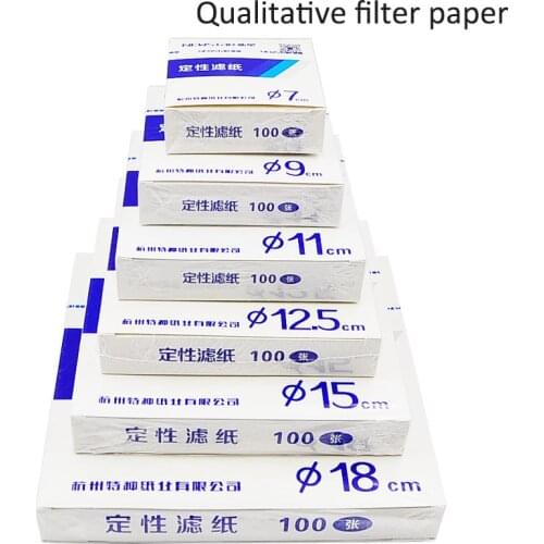100Pcs/pack Fast/Medium/Slow speed qualitative filter paper for lab funnel use Dia 7cm/9cm/11cm/12.5cm/15cm/18cm