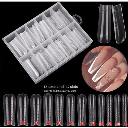 120Pcs/Box Quick Building Mold Nail Tips Dual Form False Nails Full Cover Reusable Clear for Extension Nail Gel Manicure To