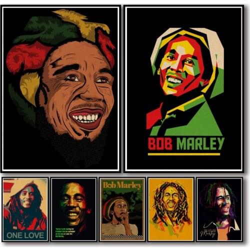 51 Designs Bob Marley Kraftpaper Poster Alternative Abstract Art Painting Funny Wall Sticker for Coffee House Bar