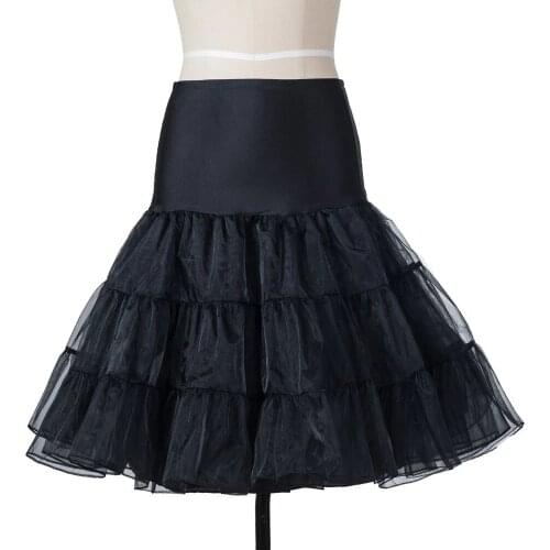 Free Short Organza Halloween Petticoat Lolita Rockabilly Ruffle Vintage Womens 50s Crinoline Tutu Underskirt for Cosplay