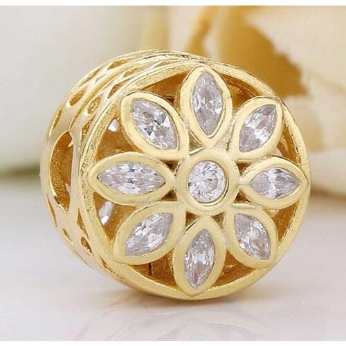Original Gold Color Shine Leaves Snowflake Clip Lock Stopper Beads Fit 925 Sterling Silver Charm Bracelet DIY Jewelry