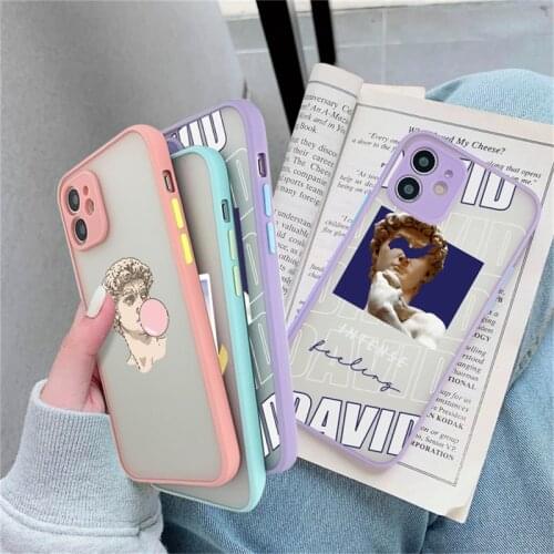 Art Statue Phone Case For iPhone 11 Pro Max 7 8 Plus 12 Mini X XR XS Max SE 2020 Camera Protection Matte Shockproof Back Cover
