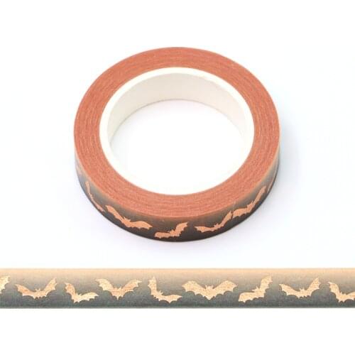 NEW 1PC 10MM*10M Halloween Gold Foil Bat Decorative Washi Tape Wholesale Masking Tape Stationery washi tape stickers