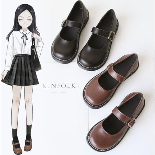 Jk uniform shoes cute shoes lo shoes soft sister Japanese retro Mary Jane shoes round head British small leather shoes women lol