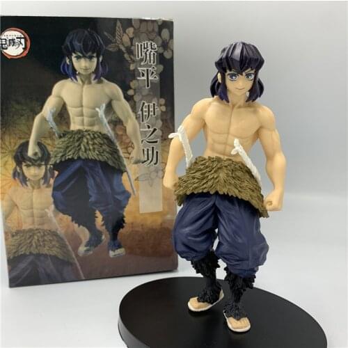 Demon Slayer Kimetsu no Yaiba Hashibira Inosuke Real Face Standing Ver. PVC Action Figure Tanjirou Inosuke Classic Toy 16cm