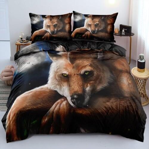 Duvet Cover Sets Wolves King Queen Double,Twin,Single Digital Printing Comforter Covers 3pcs Bed Linen Bedding Set Black 230x220