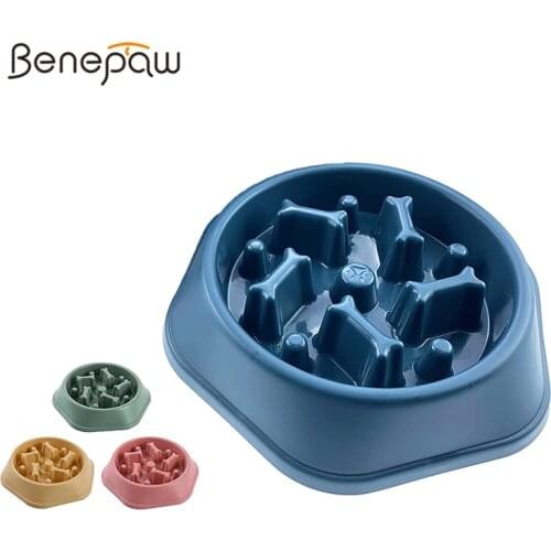 Benepaw Durable Slow Feeder Eco-friendly Anti-slip Slow Eating Healthy Bone Design Food Pet Bowl For Small Medium Dogs