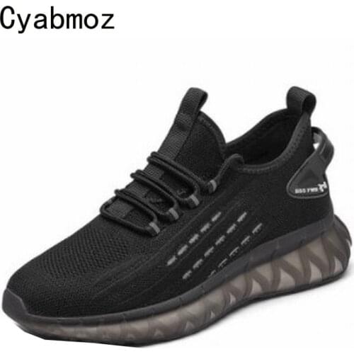Cyabmoz Height incresing 5cm and 7cm Men Mesh sneakers shoes Elevator Breathable Outdoor Leisure Man Shoe Casual Black shoes