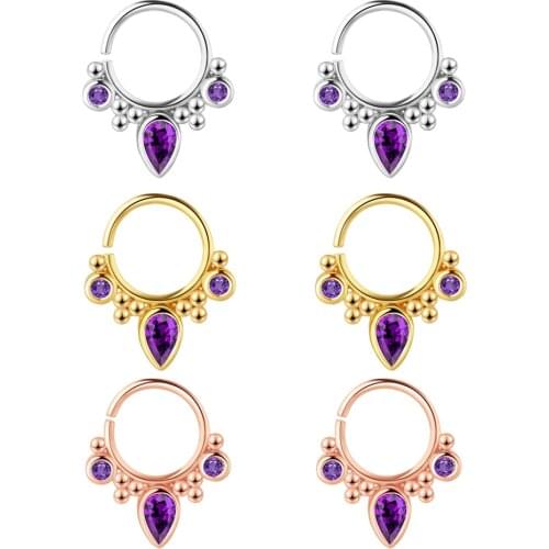 Brass Drop Butterfly Flowers Nose Ring Hoop Heart Moon Helix Tragus Daith Cartilage Sleeper Earrings Hinged Clicker Piercings