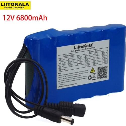 LiitoKala Portable Super 18650 Rechargeable Lithium Ion battery pack capacity DC 12 V 6800 Mah CCTV Cam Monitor 12.6V 6.8ah