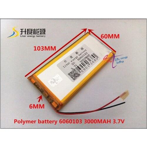 Size 6060103 3.7V 3000mah Lithium polymer Battery with Board For Tablet PCs PDA
