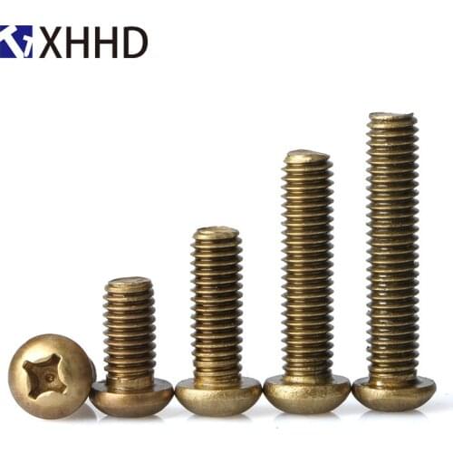 M4 M5 Phillips Cross Recessed Brass Copper Pan Round Head Machine Screw Metric Threaded Bolt Fastener Hardware
