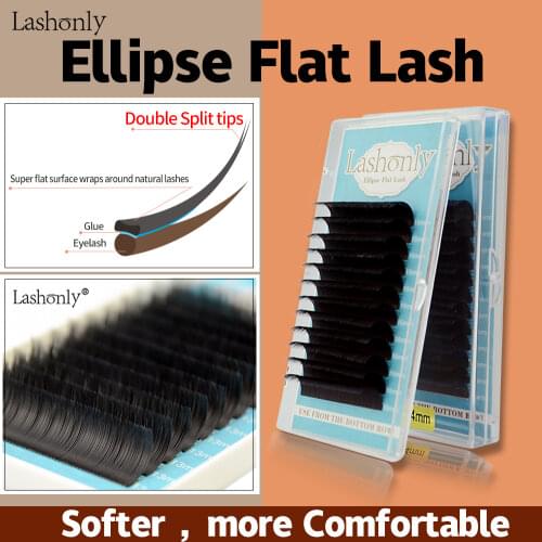 Lashonly New Arrival Matte Softer Flat Ellipse Eyelash Extension In Store Split Tips Softer False Ellipse Lash
