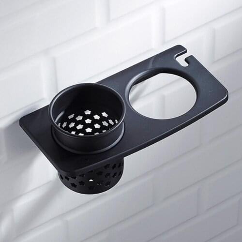 Aluminum Alloy Punch Free Wall Mounted Hair Dryer Comb Holder Hook Bracket Rack Bathroom Hair Dryer Shelf Storage Rack