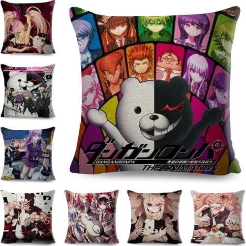 Danganronpa Monokuma Cushion Cover Decor Classic Anime Game Cartoon Pillowcase Polyester Pillow Case for Sofa Home Car 45x45cm