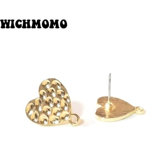 New Fashion 16mm 10pieces/bag Zinc Alloy Gold Heart Shape Earring Base Connectors Linkers for DIY Earring Jewelry Accessories