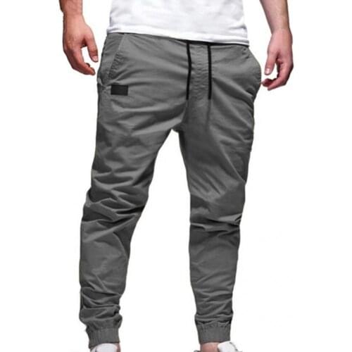 Solid Color Skin-friendly Ankle Tied Mid Waist Men Sweatpants for Jogging