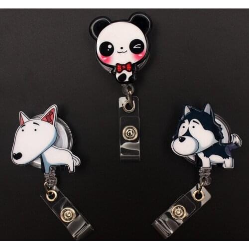 Panda And Dog Style Retractable Badge Reel For Nurse&Doctor Card Holder Office&Hospital Supplies Boy&Girl Name Card