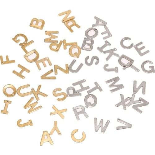 26pcs/lot Gold Tone Stainless Steel Alphabet A-Z Charms Assorted Connectors Pendants For DIY Jewelry Making Necklaces Bracelets