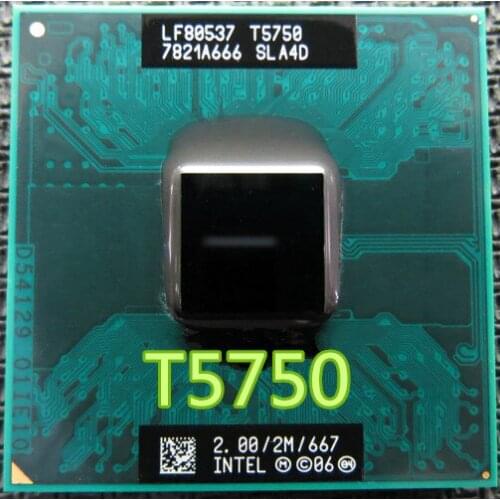 Intel CPU laptop Core 2 Duo T5750 t5750 cpu 2M Cache/2.0GHz/667/Dual-Core Socket 479Laptop processor for GM45/PM45