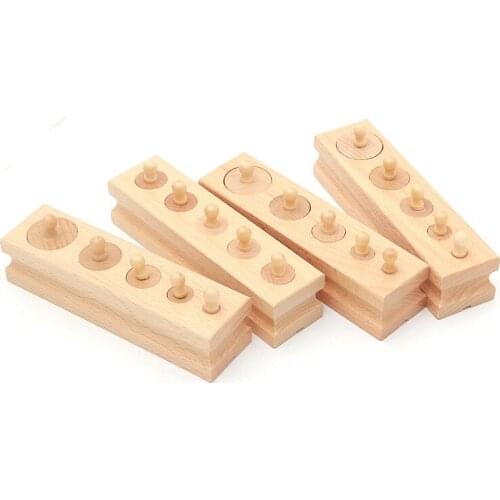 Montessori Eductianal Wooden Toys Colorful Socket Cylinder Block Set Montessori Sensorial Educational Wooden Materials For Kids