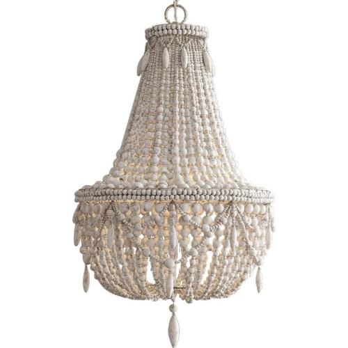 Replica item America Style Anselme Large Chandelier Weathered White Wood Beads Lights