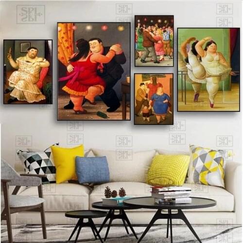 Cute Cartoon Fat Girl Family Posters and Prints Fernando Botero Canvas Paintings Vintage Wall Art Pictures for Living Room Decor