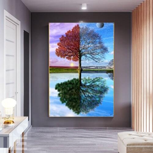 SELFLESSLY Canvas Painting Abstract Seasons Tree Wall Art Pictures For Living Room Landscape Posters And Prints Home Decoration