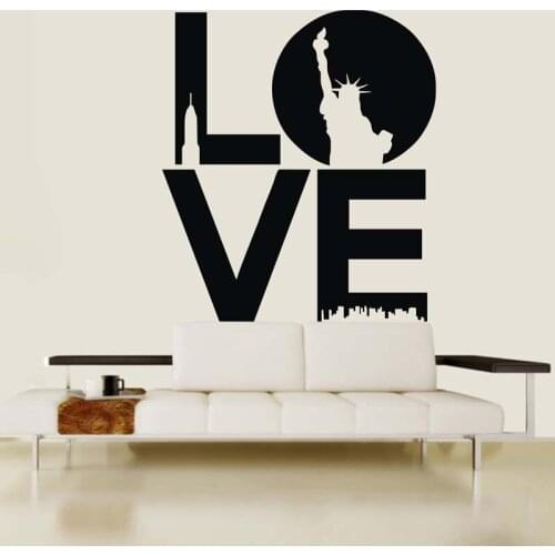 Removable Modern Love The Statue Of Liberty Wall Decal Decoration House Vinyl Wall Sticker Art Quotes Living Room Vinilos NY-336