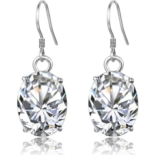 Szjinao Silver Earrings For Women Real 925 Sterling Silver Shiny Egg Gemstone Diamond Dangling Earrings Handmade Fashion Jewelry